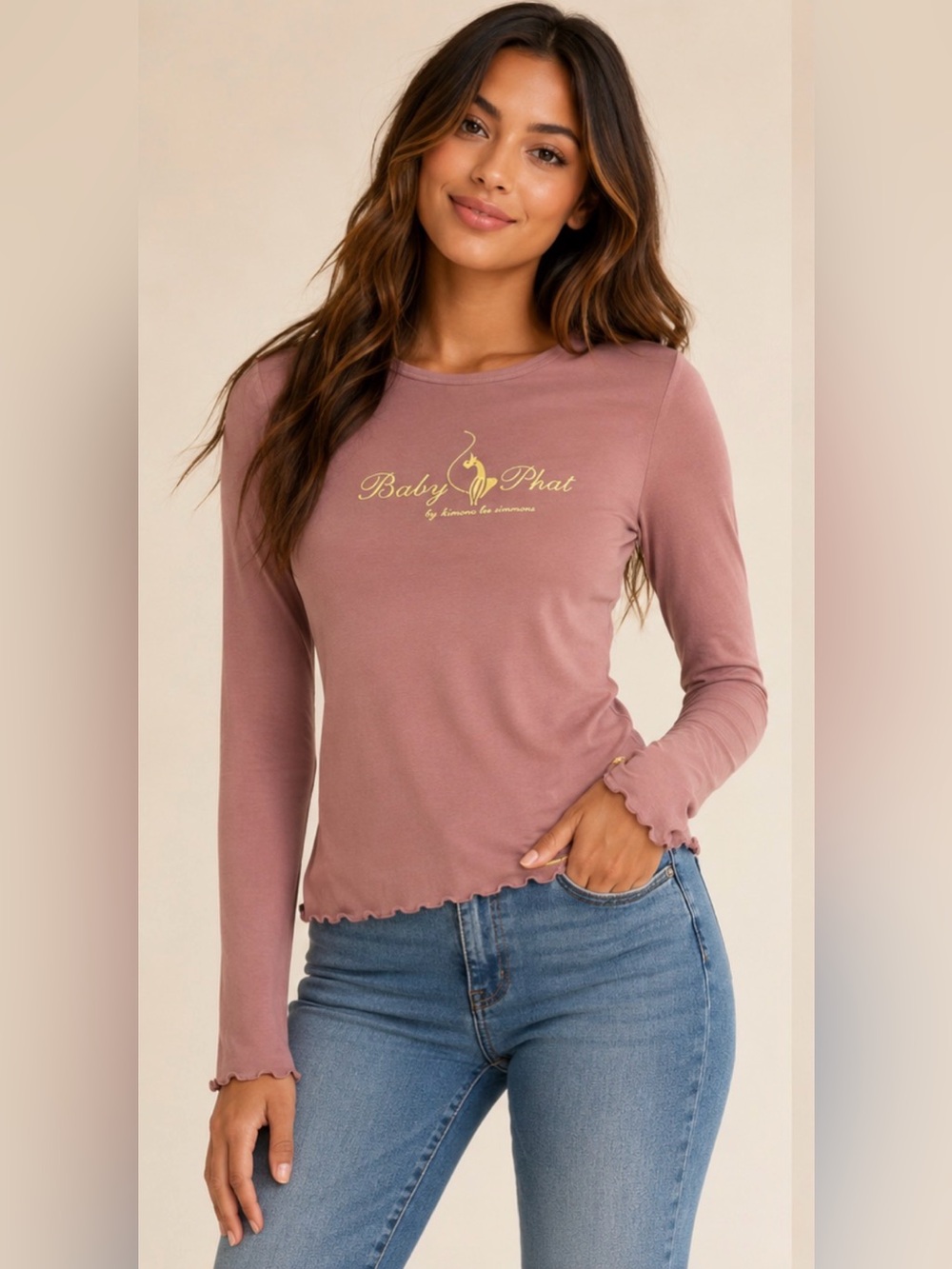 Vintage Baby Phat Y2K Pink Sheer Mesh Long Sleeve Top